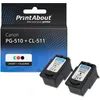 Image de PrintAbout huismerk Inktcartridge PG-510 + CL-511 Zwart + 3 kleuren Multipack Geschikt voor Canon