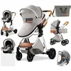 Image de Poussette 3 En 1 BÃ©bÃ© CombinÃ©e SiÃ¨ge-Auto Landau Nacelle RÃ©glable Sac Ã Langer Haute QualitÃ© Poussette Canne Gris Clair