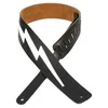 Image de Levy's Dm2-Blk - Sangle 6,4 Cm, Cuir Avec Coutures, Motif Ãclair, Dos En Daim - Black