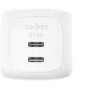 Image de Belkin BoostCharge Pro - Adaptateur secteur - GaN - 50 Watt - Fast Charge, PD 3.1/PPS - 2 connecteurs de sortie (2 x USB-C) - blanc