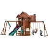 Image de Aire De Jeux En Bois  Avec Balançoire / Toboggan / Bac De Sable / Mur D'escalade / Cadre D'escalade / Barre De Trapèze  Maison Enfant Exterieur - Backyard Discovery Skyfort Ii