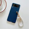 Image de Coque pour Samsung Galaxy Z Flip 3 FONGWAN avec Chaîne de perles - bleu