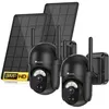 Image de Ctronics Lot de 2 Caméras de Surveillance Extérieure Solaire 360° PTZ Caméra 2K Vision Nocturne Détection PIR 30M