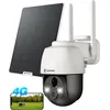 Image de Caméra de surveillance COCOCAM 4G LTE extérieure sans fil, PTZ solaire 2K avec carte SIM, détection humaine PIR, reconnaissance AI, batterie 10 000 mAh, Cloud TF, compatible avec Alexa