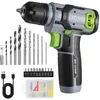 Image de Perceuse Visseuse Sans Fil 8V WORKPRO, Visseuse Devisseuse Sans Fil Gris Vert, Accessoires 53 Pieces, avec Mandrin 10mm, LED Lumiere, Cable de Charge Type C, pour Reparation Maison DIY