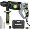 Image de WORKPRO Marteau Perforateur Électrique 1050W WORKPRO, Perceuse à Percussion, Marteau Rotatif avec Poignée Rotative 360°, Mandrin SDS-PLUS, 4 Fonctions, Perçage et Burinage, Livré avec Mallette et Accessoires
