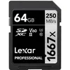 Image de LEXAR carte sdxc 64 go 1667x professional 250 mo/s classe 10 uhs-II u3