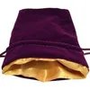 Image de Luxury Velvet Dice Bags With Satin Lining 4x6 Purple Velvet Dice Bag With Gold Satin Lining