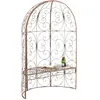 Image de Banc De Jardin Avec Arche À Rosiers En Métal Marron Vieilli Style Vintage Mdj10187