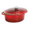 Image de Sitram SITRASLOW - Casserole avec couverture - 27 x 21 cm - 4 L - ovale - rouge avec intérieur blanc