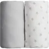Image de BabyCalin Lot De 2 Draps Housse Gris / Étoiles Gris 60 X 120 Cm - Babycalin