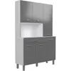 Image de OSLO Buffet de 120 cm - 1 Tiroir et 6 Portes - L 120 x P 40 x H 185 cm - Coloris Gris brillant