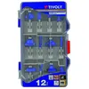 Image de Coffret de fraises pour dÃ©fonceuse TIVOLY - 12 piÃ¨ces, queue 8 mm, carbure micro-grain