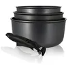 Image de Set 4 pièces casseroles Menastyl Marie 6020284 avec poignée amovible Noir