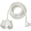 Image de Brennenstuhl BRENNENSTUHL Rallonge electrique 2m avec fiche plate et prise double -IP20. type de cable H05VV-F 3G1.5-. Blanc