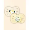Image de Biolane Sucette Anatomique Animaux - 6-18 Mois - Lot De 2 Jaune + Beige