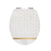 Image de Abattant dÃ©clipsable avec frein de chute bois compressÃ© laquÃ© Marbre blanc/dorÃ©