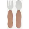 Image de Lot de 2 pré-couverts d'apprentissage 2e âge en inox et silicone beige imprimé TU