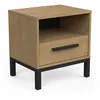 Image de Table de chevet 1 porte - CRAFT - Chêne et Noir - 44,6 x 35,6 x 47,4 cm - DEMEYERE