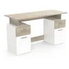 Image de Bureau Avec Rangements - Platon - Chene / Blanc Mat - L134,8 X P55 X H76,4 Cm - Demeyre