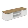 Image de Banc TV ACCESS - 2 Portes + 1 Niche - Décor chêne Hamilton et blanc - L 134,8 x P 39,6 x H 39,1 cm