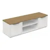 Image de Banc Tv Access - 2 Portes + 1 Niche - Décor Chene Hamilton Et Blanc - L 134,8 X P 39,6 X H 39,1 Cm - Demeyere