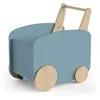 Image de Chariot de Rangement A Roulettes - Firmiana - Style Scandinave - Bleu Orage et Bois Naturel - 49,8 X 35 X 52,5 cm