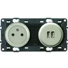 Image de Double prise Legrand en T + 2 USB CELIANE 2 gris