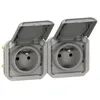 Image de Prise de courant 2x2P+T horizontale Plexo composable gris (069562L)