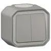 Image de Legrand Commande double interrupteur ou poussoir Plexo complet saillie gris (069715L)