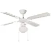 Image de Ventilateur De Plafond Bali Ã 107 Cm, 4 Pales Blanches/CannÃ©es Blanches + Ãclairage