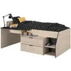 Image de Parisot Lit Gisele Avec Bureau Et Rangements Inclus - 90 X 200 Cm - Chêne Et Noir