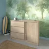 Image de Commode ESCALE - Panneau de particules chêne - 1 Porte + 3 tiroirs - L 110 x P 50 x H 77 cm