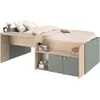 Image de Lit combinÃ© enfant 90x190/200 cm JADE - ChÃªne / Vert cÃ©ladon - Bureau et rangements - PARISOT