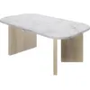 Image de Table Basse Effet Marbre Blanc & Pieds Châtaignier Mat