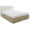 Image de Lit coffre tete textile - TIDY - 140 x 190 cm - Chene / Ecru - Sommier inclus -