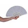 Image de Eventail - tissu et plastique - blanc - 45 cm ouvert