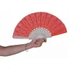 Image de Eventail tissu et plastique rouge 45cm