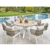 Image de Table De Jardin Ronde Alu/Acacia Oriengo Blanc - 8 Places - HespÃ©ride
