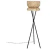 Image de Atmosphera Lampadaire Trépied  En Métal Noir Et Abat-Jour En Bambou H 145 Cm