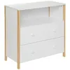 Image de Commode En Bois "Kima" - Blanc/Beige - L 85 X P 40 X H 80 Cm