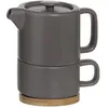 Image de Secret De Gourmet Secret De Gourmet - Théière Solitaire Nature Taupe En Céramique Avec Tasse Amovible Intégrée