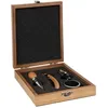 Image de Coffret Sommelier Avec Tire Bouchon + Bouchon + Bouchon Verseur + Bague - Bois Et Inox