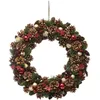 Image de Atmosphera Couronne de noël avec Houx et étoiles à suspendre en bois et polystyrène - Diamètre 50 cm - Rouge, Vert et Marron