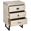 Image de Atmosphera Table De Chevet 3 Tiroirs En Métal Et Bois De Manguier Sculpté