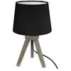 Image de Lampe En Bois Bross? Et Abat-Jour Noir H 31 Cm