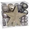 Image de Déco de Sapin de Noël Kit 44 pièces, Boule, Guirlande et Cimier - Champagne Violet et Gris
