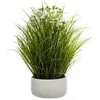 Image de Herbes folles artificielles - pot en ciment - H40 cm - Blanc - Atmosphera createur d'interieur
