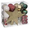 Image de Déco de Sapin de Noël Kit 44 pièces, Boule, Guirlande et Cimier - Vert Rouge et Or
