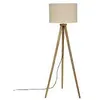 Image de Lampadaire TrÃ©pied En Bois De Manguier Et Abat-Jour Beige Lin H 150 Cm